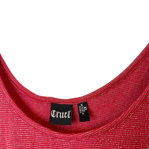 Cruel Girl Red Metallic Striped Scoop Neck Tank Top Y2K Grunge Mall Goth Size XL - Picture 4 of 5